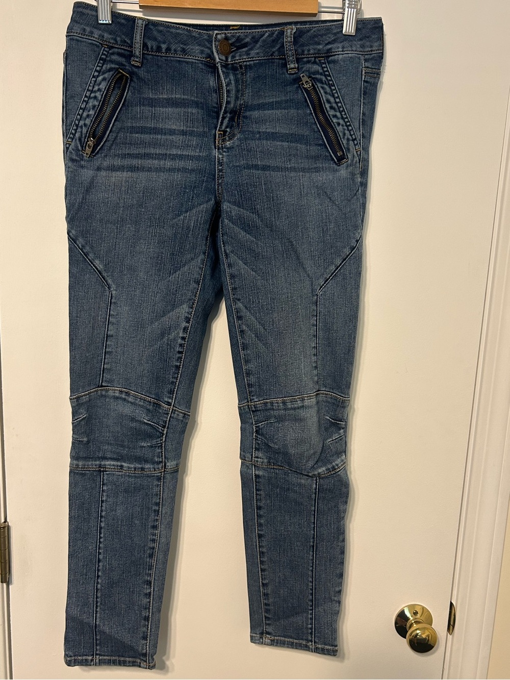 American Eagle Outfitters Dark Blue Skinny Moto Jeans